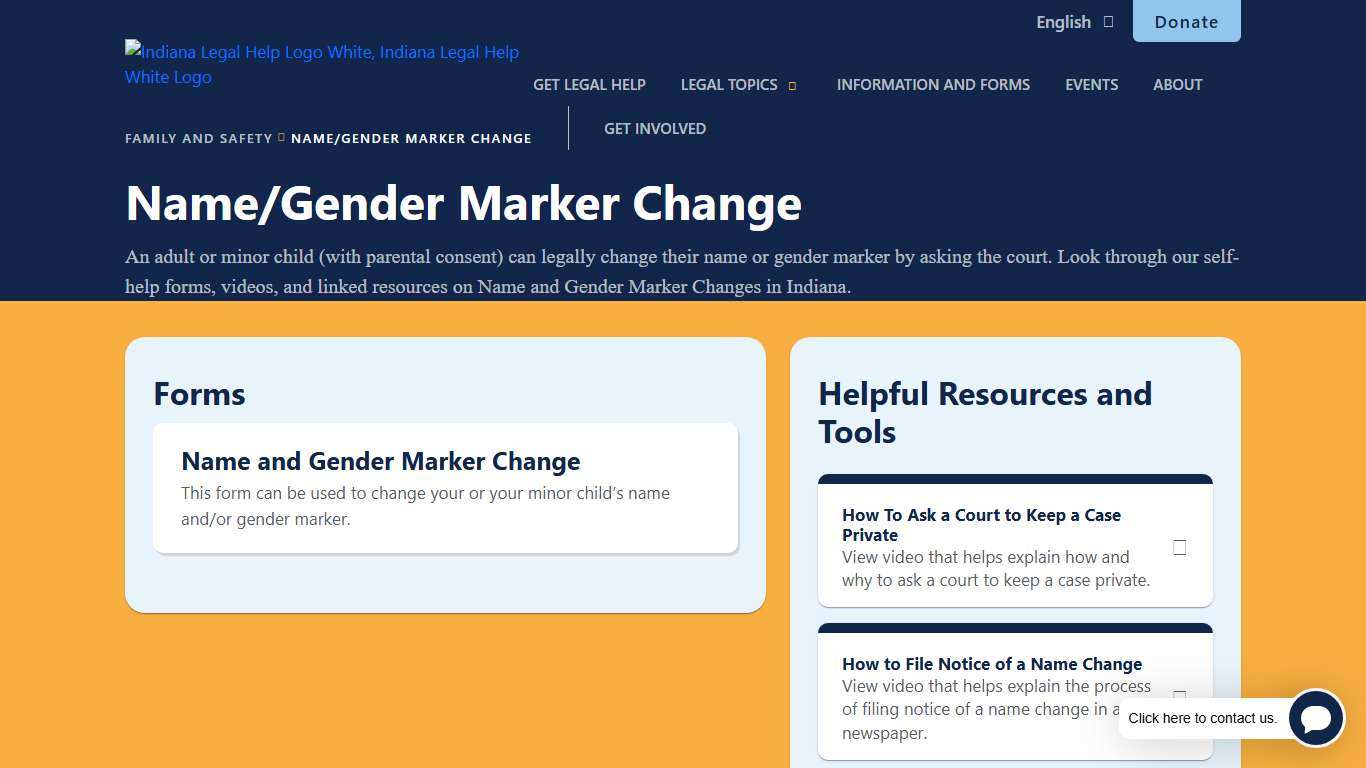 Name/Gender Marker Change – Indiana Legal Help